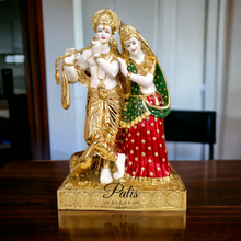 Load image into Gallery viewer, BIG PEACOCK RK 632 RADHA KRISHNA GOLD PLATED STATUE FOR HOME DECOR
