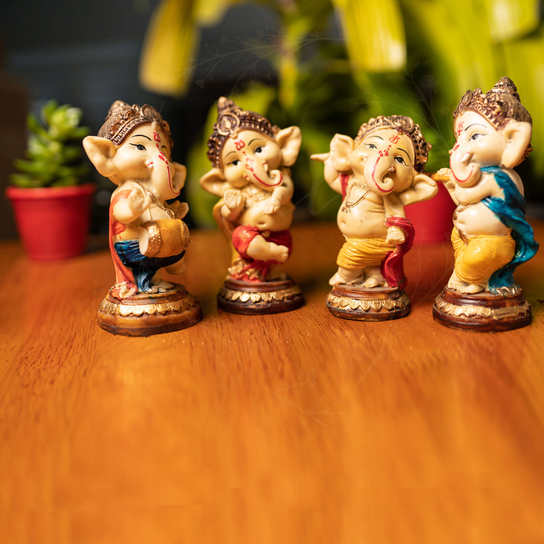 Dancing Ganesha Figurines - Set of 4